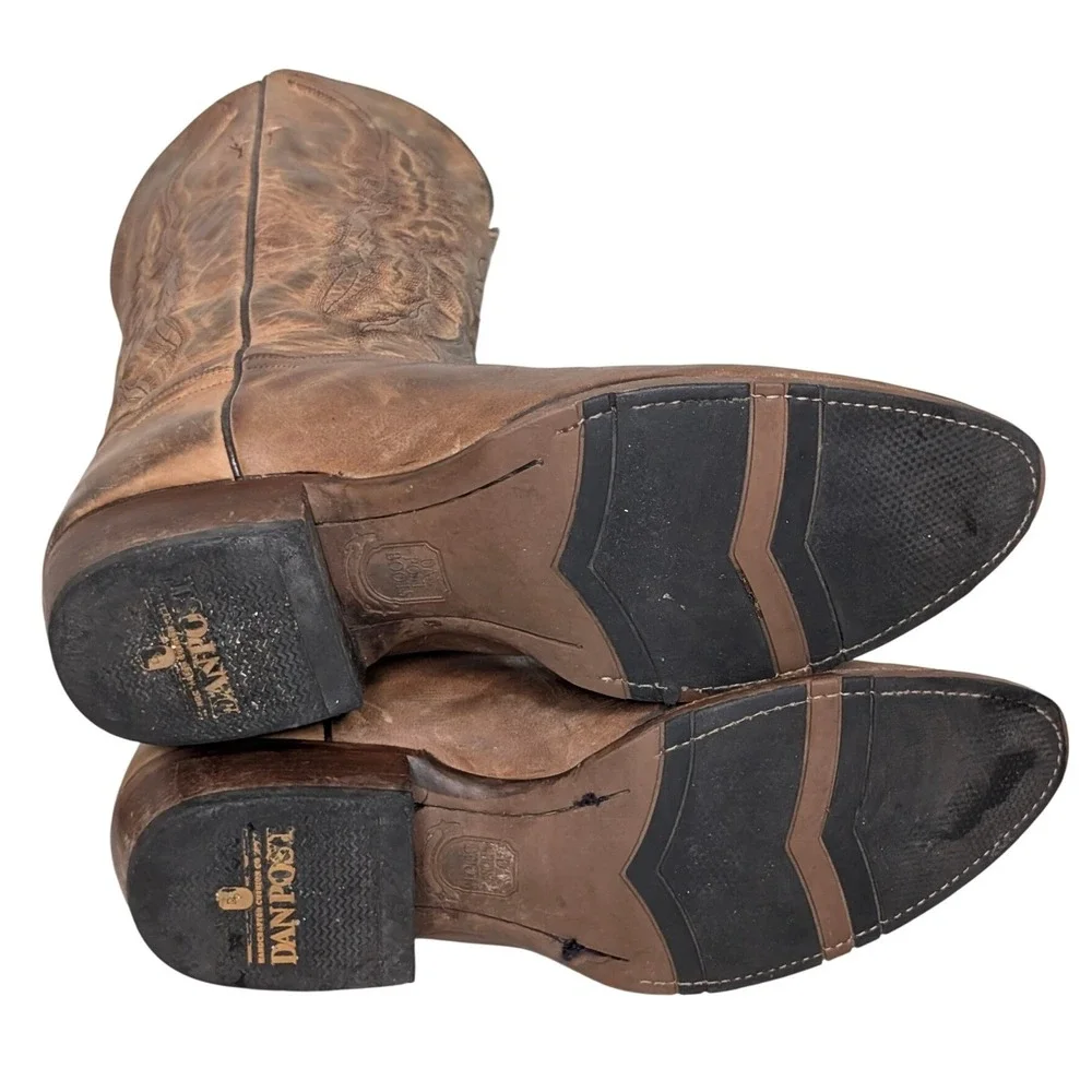 Dan Post Cowboy Boots Mens 13D Brown Leather Western Distressed Made in Mexico